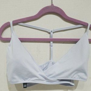 PINK Victoria's Secret Logo Ultimate Lightly Lined Wrap Sport Bra Lt Blue XL NWT